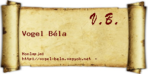 Vogel Béla névjegykártya